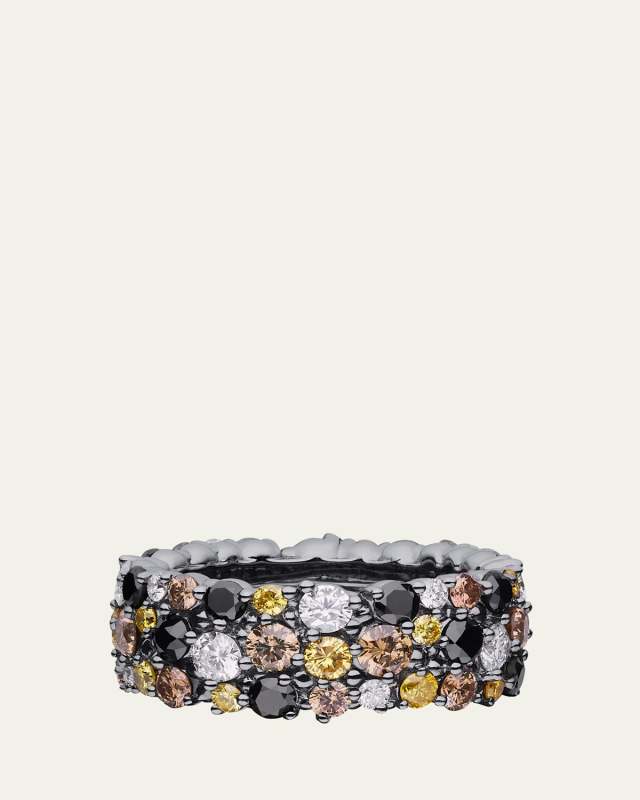 18K Black Gold Confetti Ring with Multi-Color Diamonds